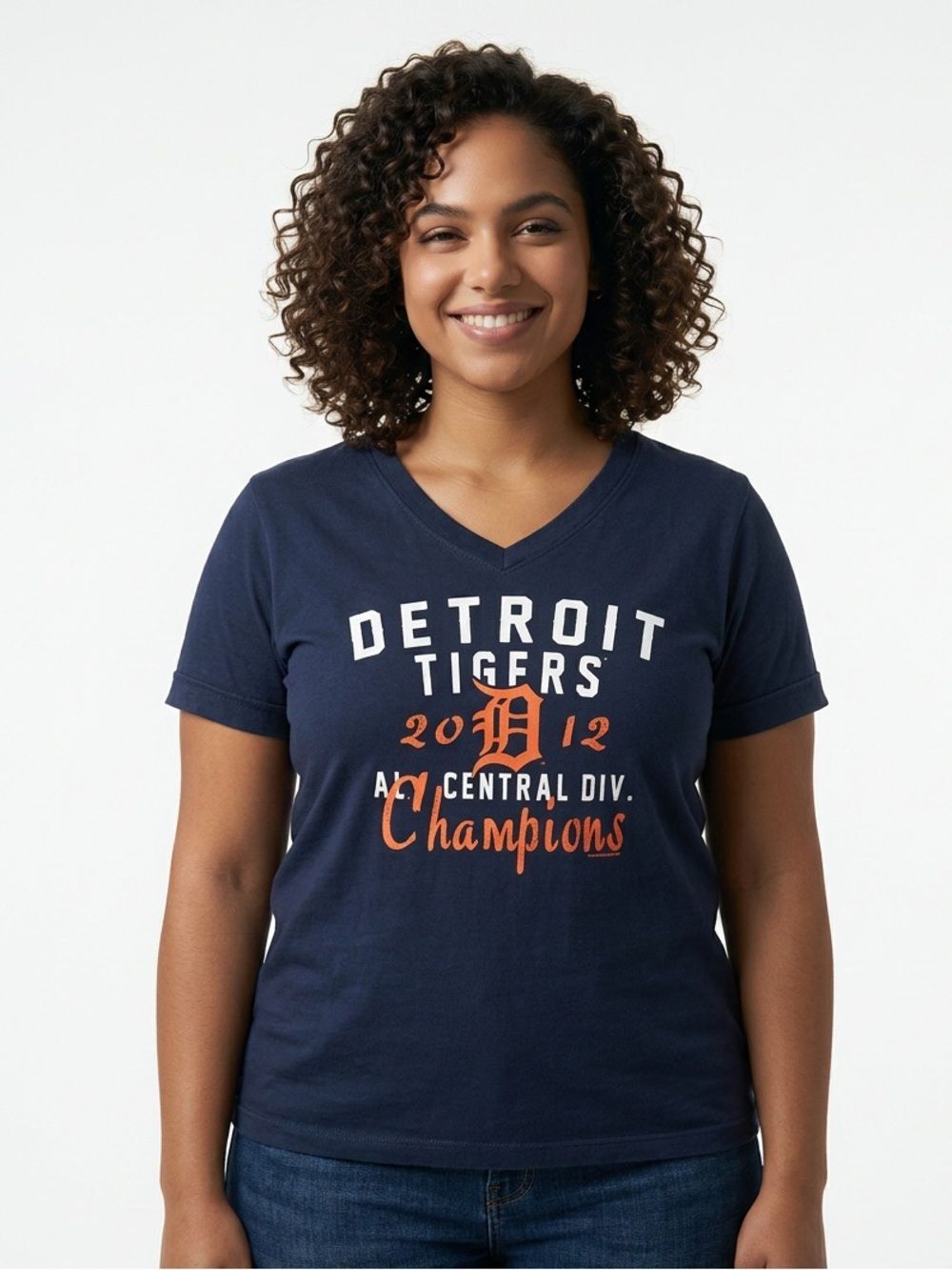 LAT | DETROIT TIGERS MLB V-Neck Baseball Short Sleeve Tee Women’s Size Large